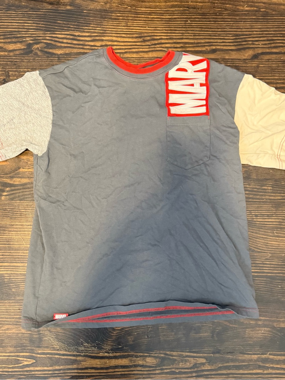 Marvel Short Sleeve Colorblock Tee - Navy, Gray, Cream, Red Trim